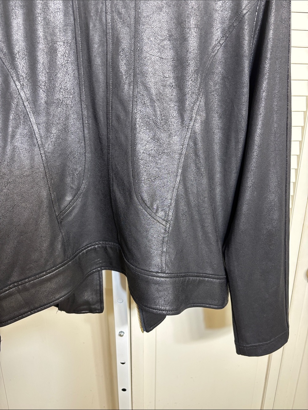 Clara Sunwoo Liquid Faux Leather Jacket with Double Zip Medium - Picture 15 of 16